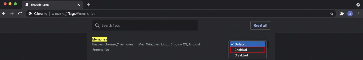 Enable Chrome Memories Feature
