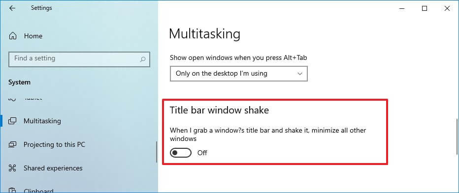 Enable or Disable Aero Shake Feature in Windows 10
