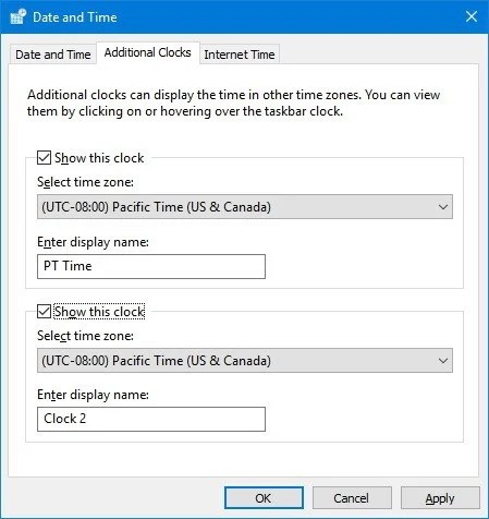 Multiple Clocks Windows 10 2