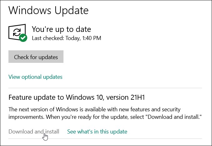 Windows 10 21H1 May 2021 Update