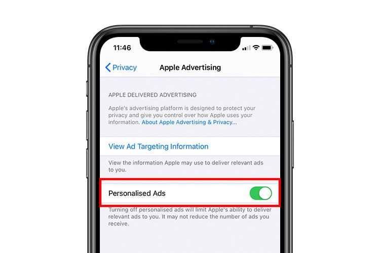 Disable Personalized Ads on iPhone