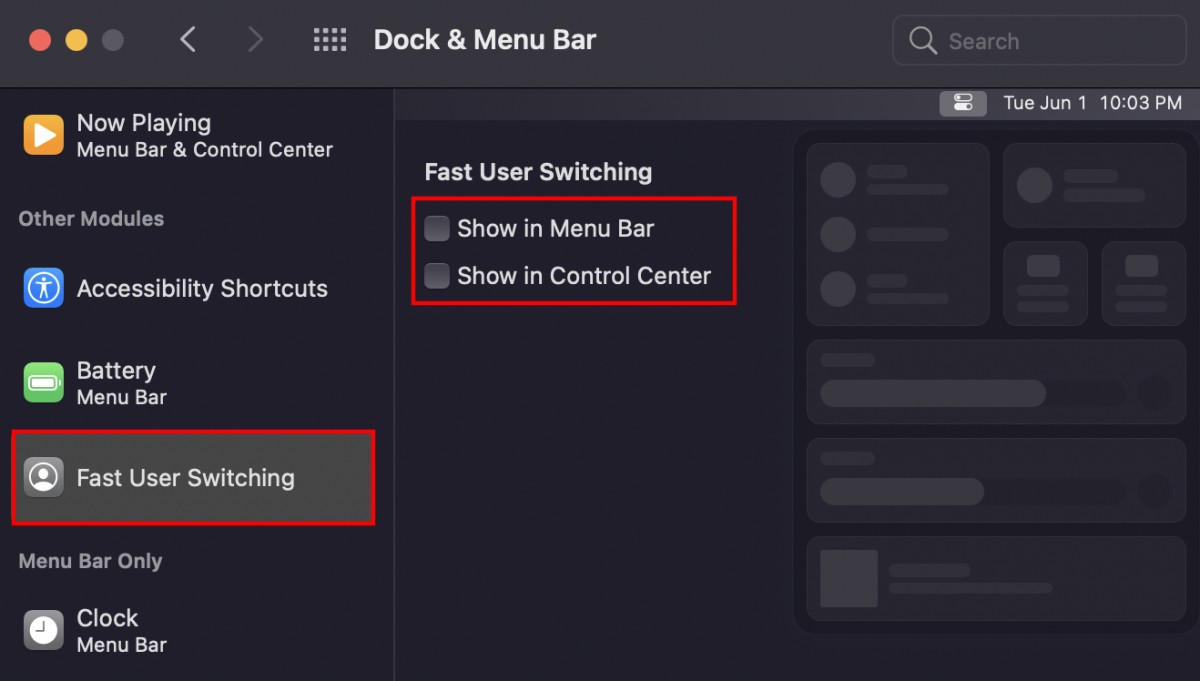 Fast User Switching in Mac