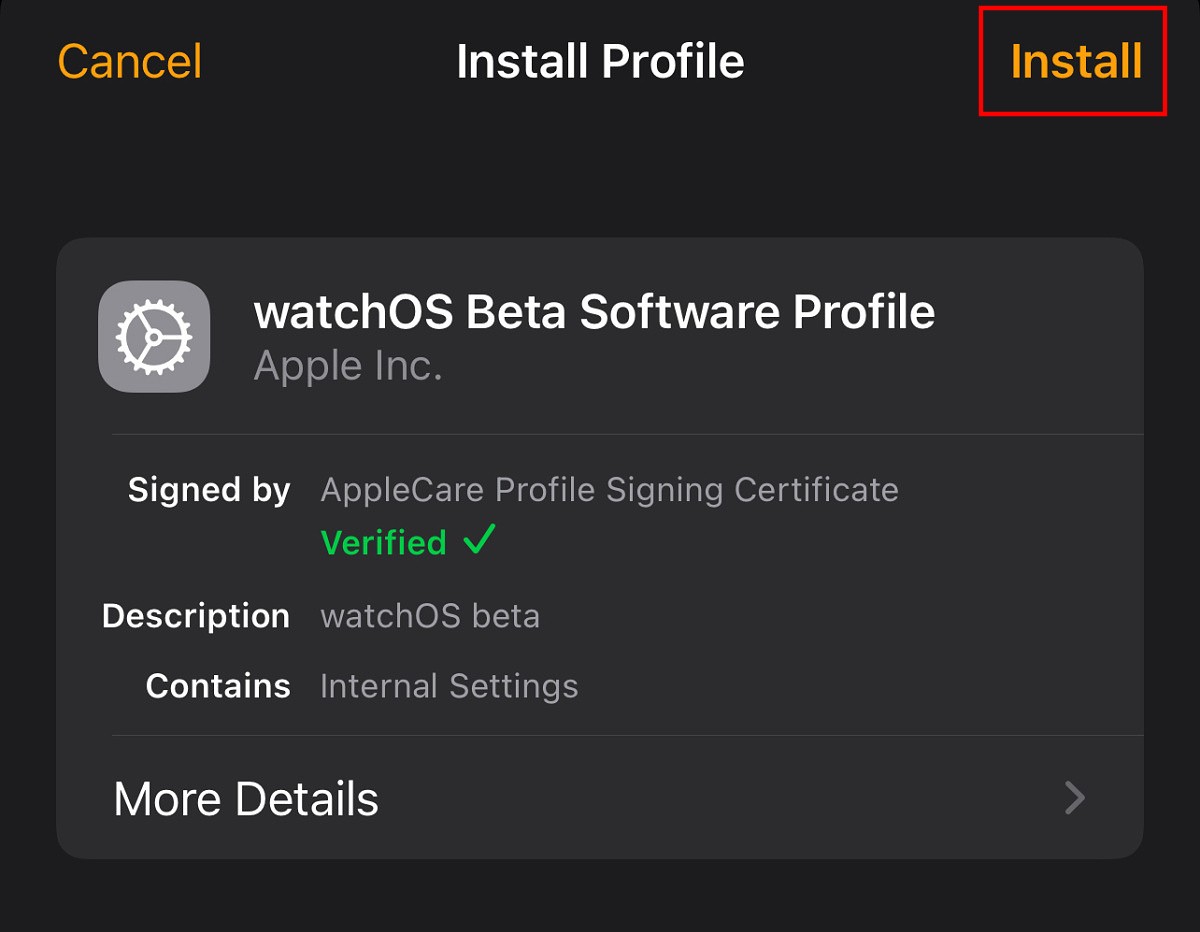 Install watchOS8 Beta 3