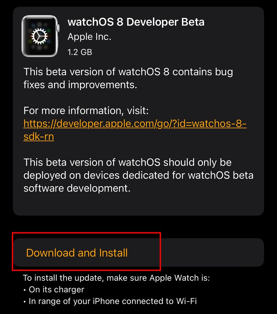 Install watchOS8 Beta 4