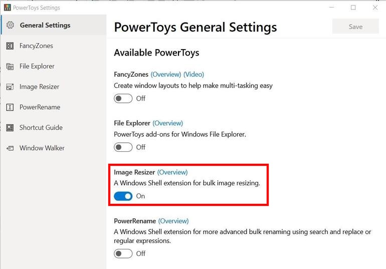 Microsoft PowerToys Image Resizer