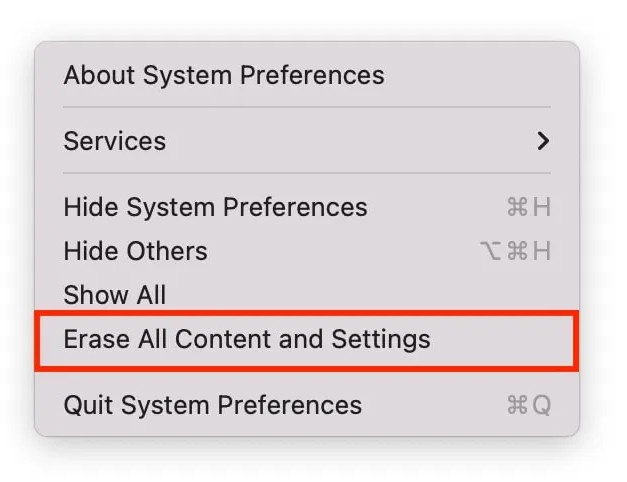 Erase Content Settings Mac 2