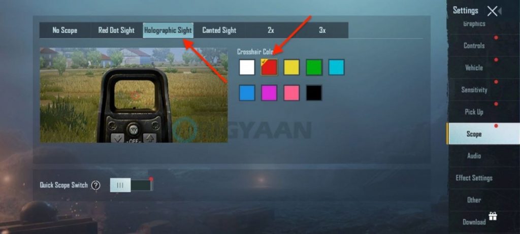 How to change crosshair in BGMI Battlegrounds Mobile India 2