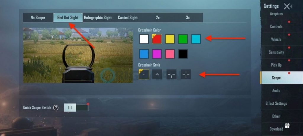 How to change crosshair in BGMI Battlegrounds Mobile India 3
