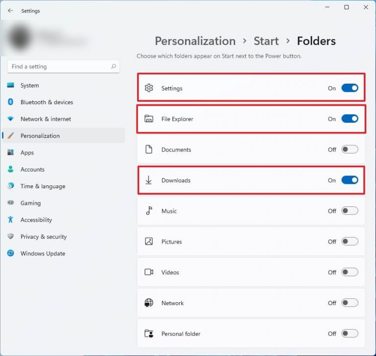 How to add folders in Start Menu near Power button on Windows 11