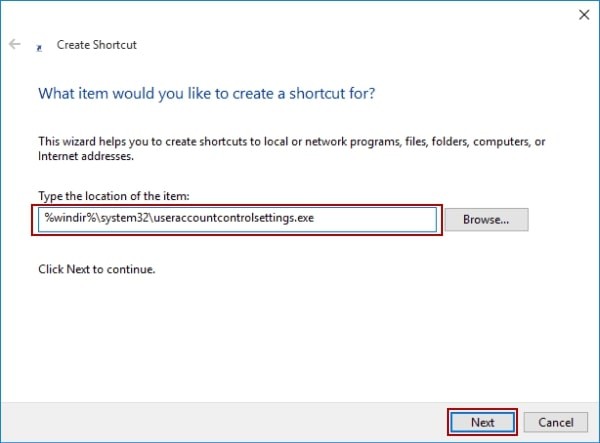 Windows User Account Control Settings Shortcut