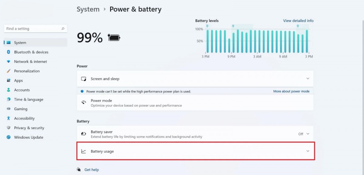 Windows 11 Battery Usage Stats