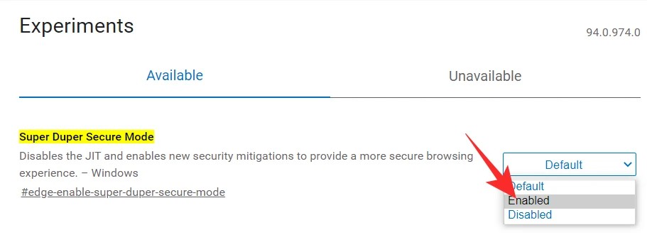 Enable Super Duper Secure Mode MS Edge