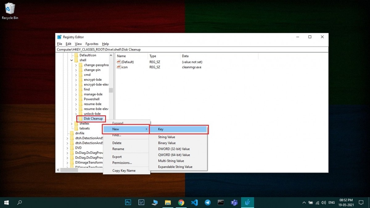Windows 10 Disk Cleanup in Context Menu