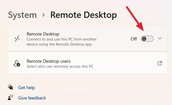 Enable Remote Desktop Win 11 3