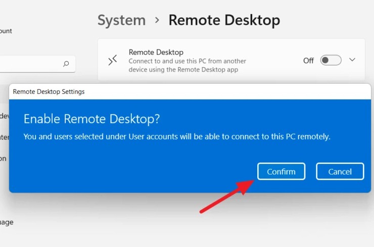 Enable Remote Desktop Win 11 5