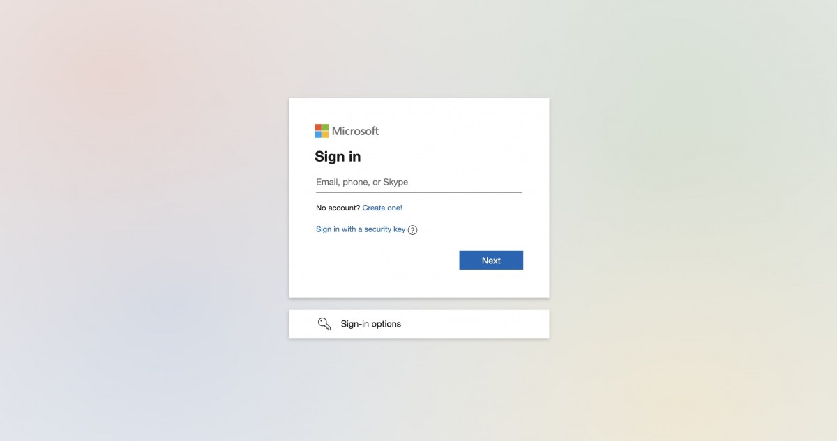 Microsoft Login Screen