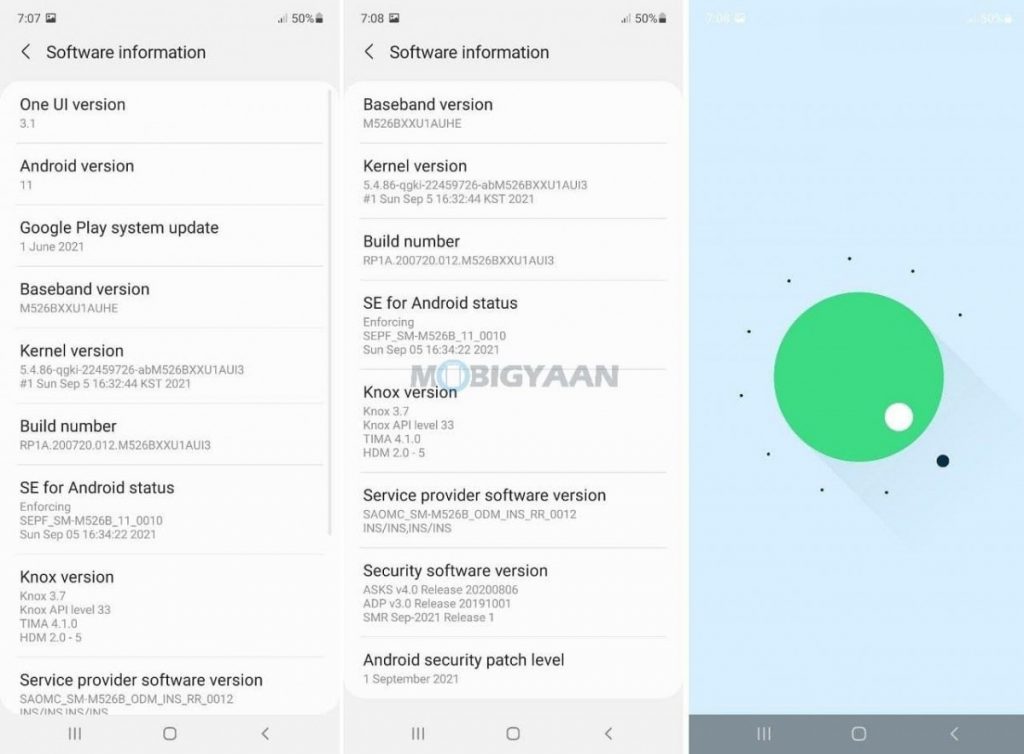 Samsung Galaxy M52 5G Software One UI 3 4