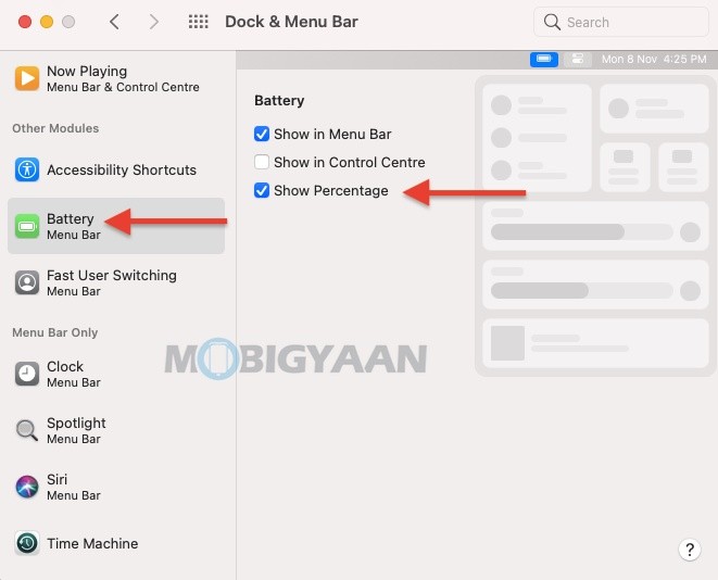 How to view battery percentage in menu bar on Mac 1
