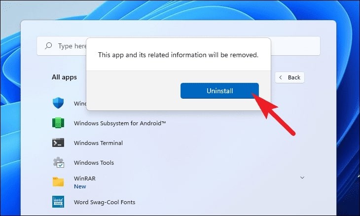 Uninstall Windows Subsystem for Android