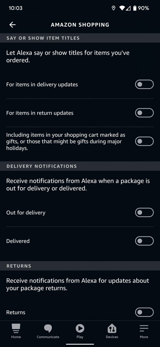 Amazon Shopping Notifications in Alexa