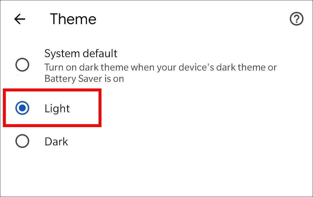 Disable Chrome Dark Mode Android