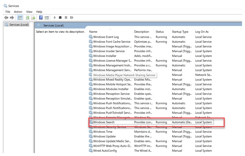 Disable Search Indexing Win 11 2