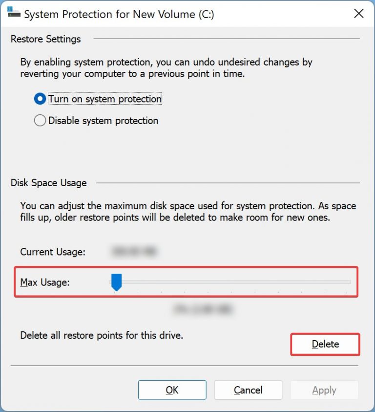 how to delete all restore points windows 11