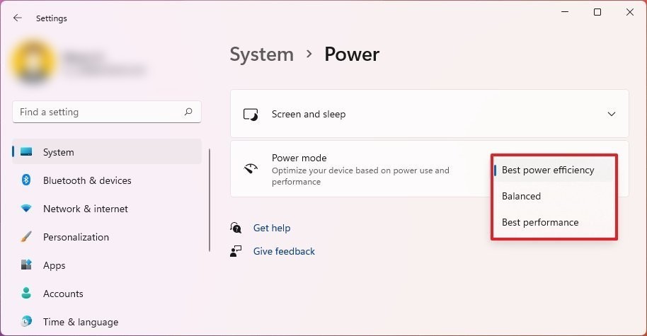 Change Power Mode in Windows 11