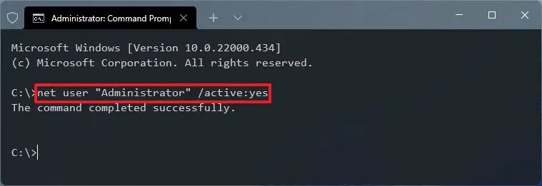 Enable Admin Account in Windows 11 using CMD