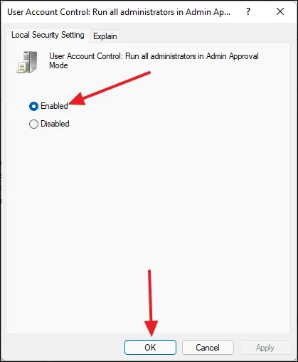 Enable User Account Control in Windows 11