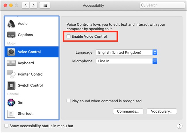 Enable Voice Control in macOS