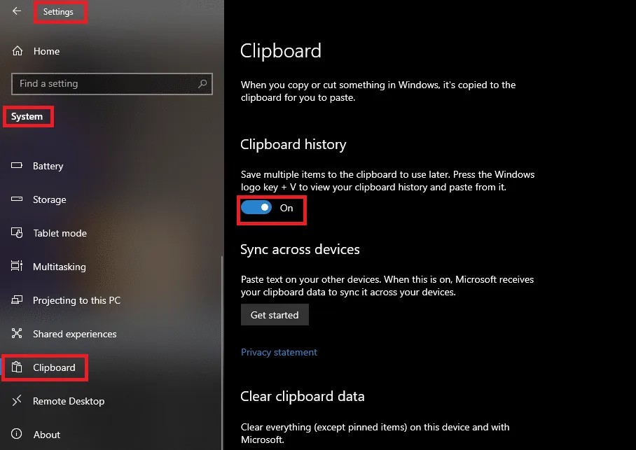 Enable Clipboard History in Windows 11