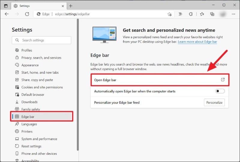 Enable Microsoft Edge Bar in Windows 11