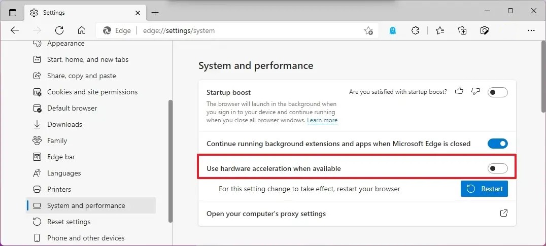 Disable Hardware Acceleration in Microsoft Edge