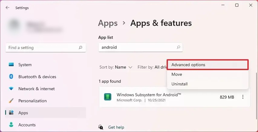 Reset Windows Subsystem for Android (WSA) in Windows 11
