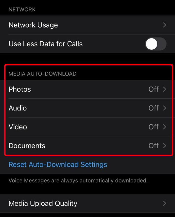 Disable Auto-Downloading WhatsApp Media on iPhone