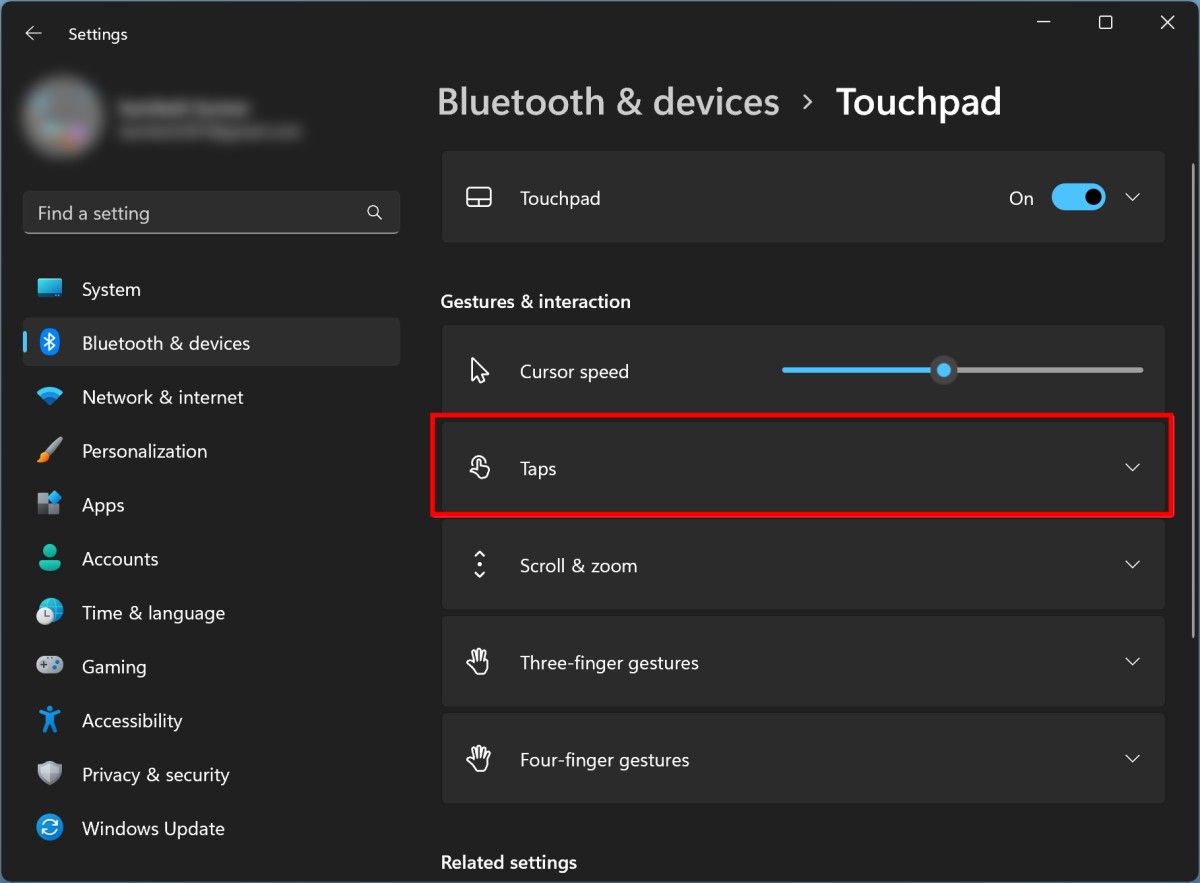 Enable Tap Right Click Win 11 2