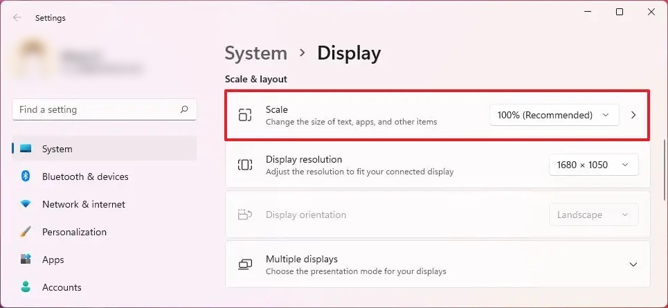 Change Display Scale in Windows 11