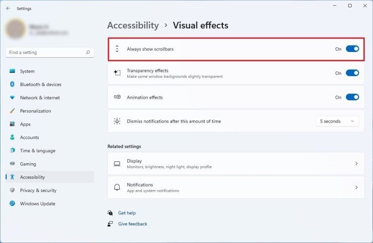 How to keep scrollbars always visible in Windows 11