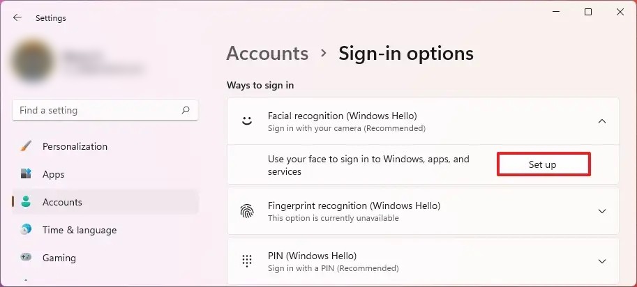 Enable Facial Recognition in Windows 11