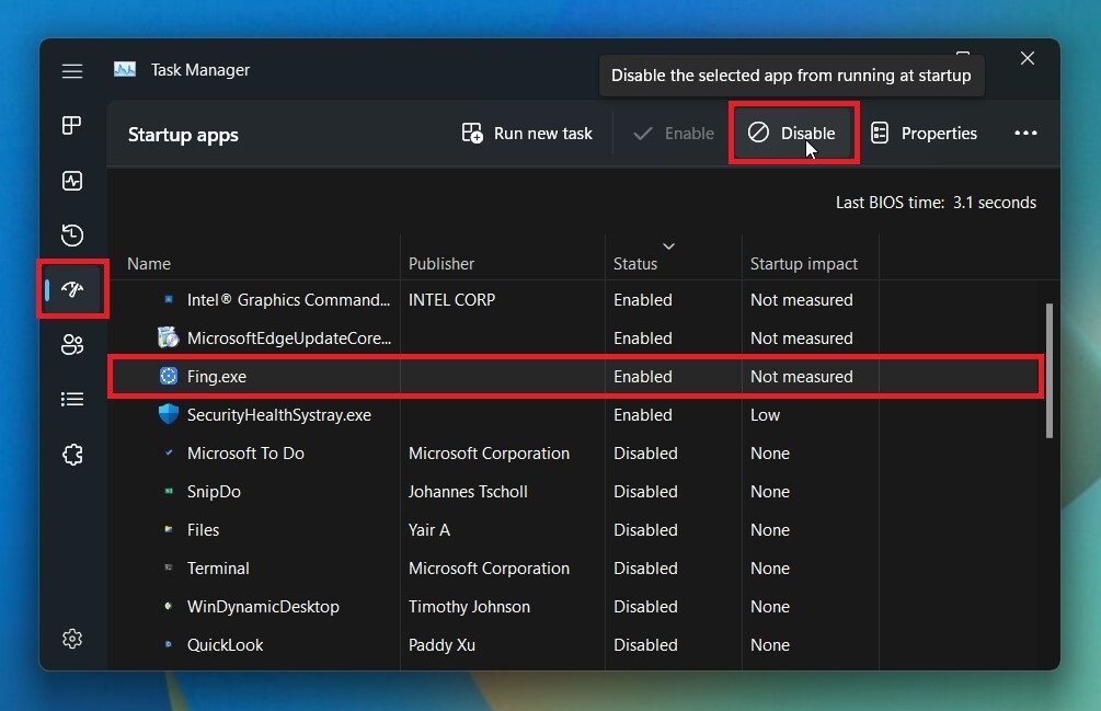 Deshabilitar aplicaciones de inicio en Windows 11 