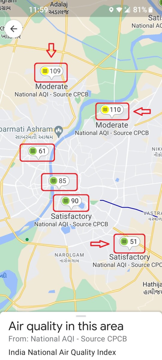 Как проверить индекс качества воздуха в Google Maps-3 