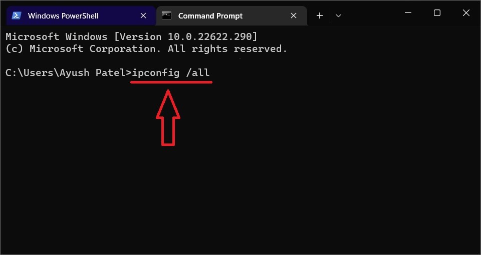Finding MAC Address Using Command Prompt 1