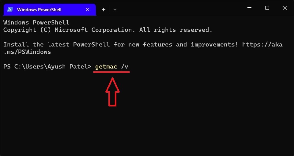 Finding MAC Address Using PowerShell 1