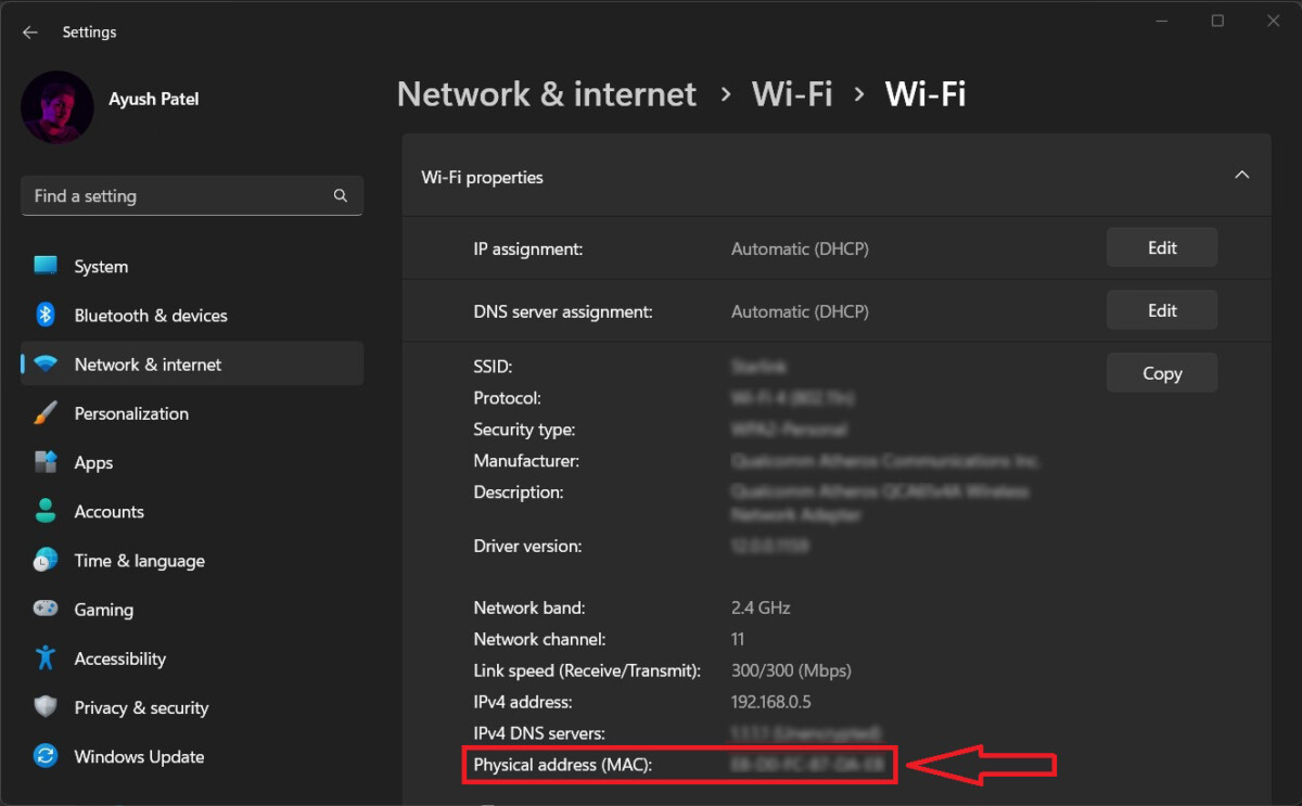 Finding MAC Address Using The Settings App 4