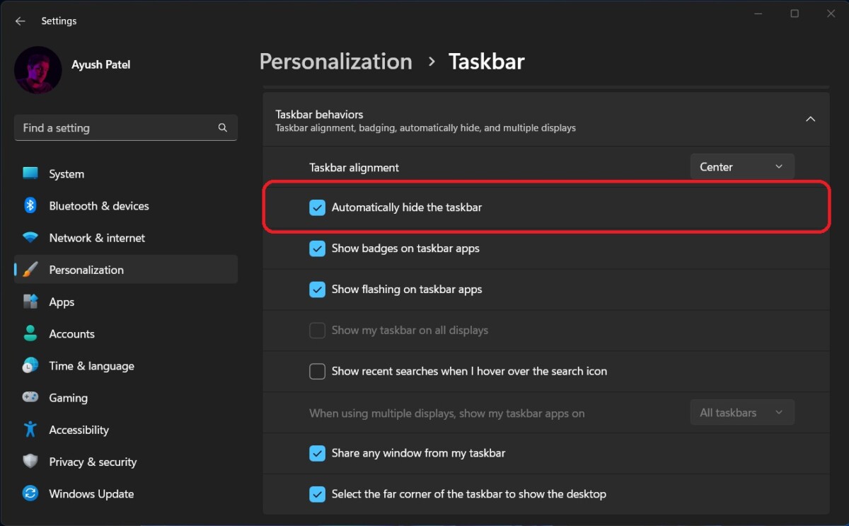 Schritt-für-Schritt-Anleitung zum automatischen Ausblenden der Taskleiste in Windows 11_3  