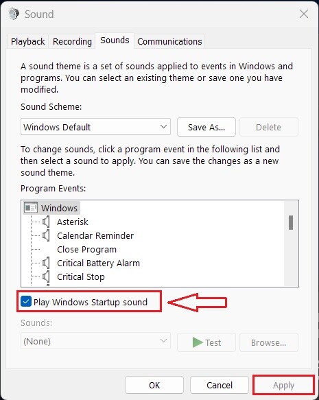 How to Enable or Disable System Startup Sound in Windows 11 2