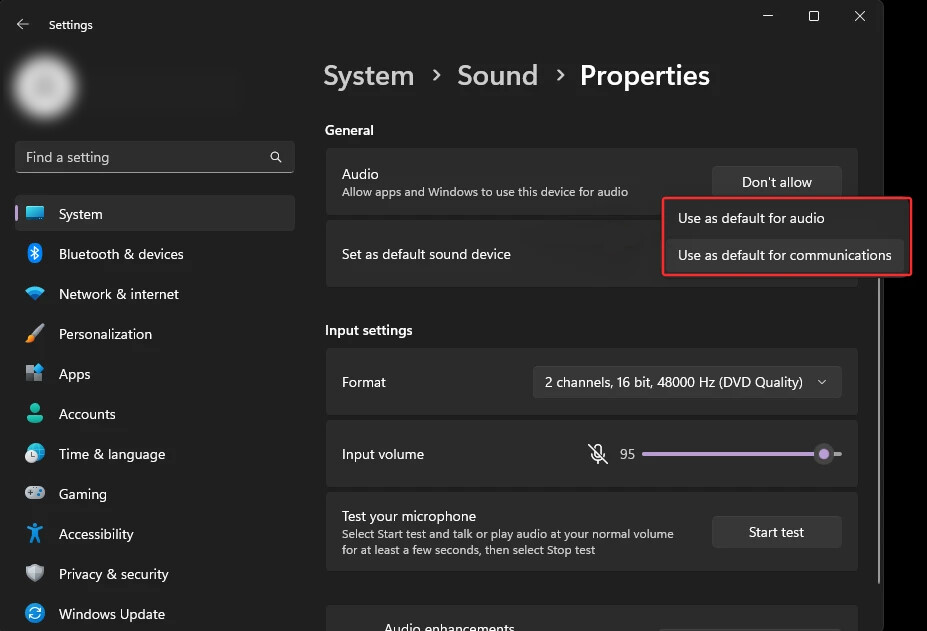 Set Default Audio Device in Windows 11