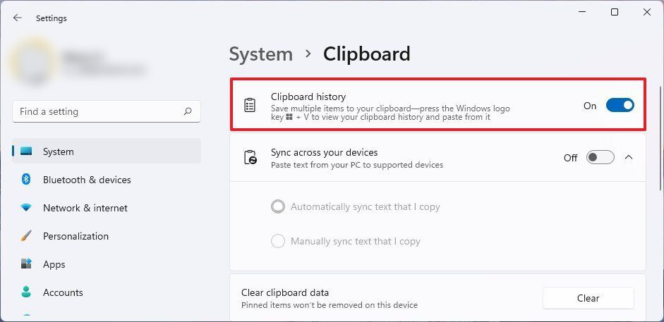 Disable Windows 11 Clipboard History