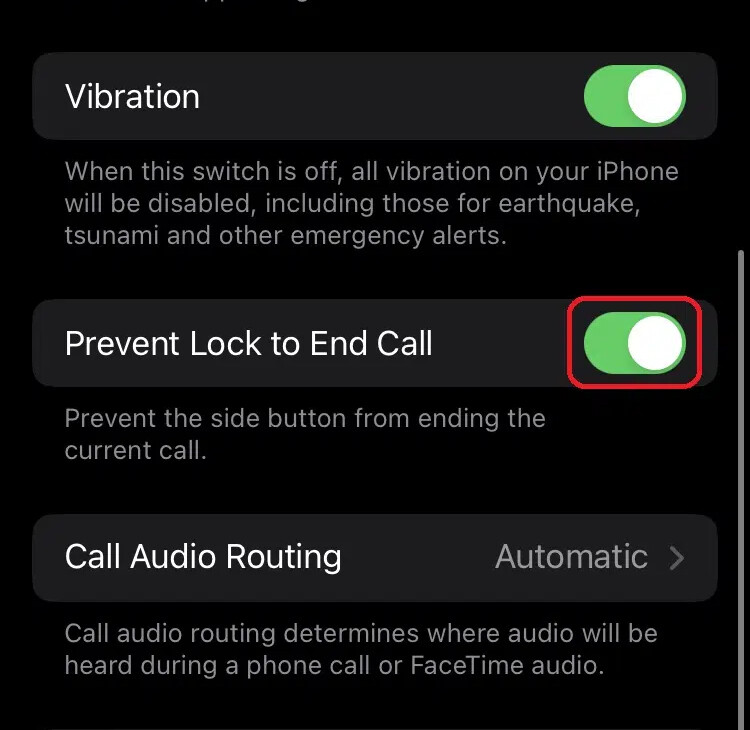 Disable Apple iPhone Power Button Call End